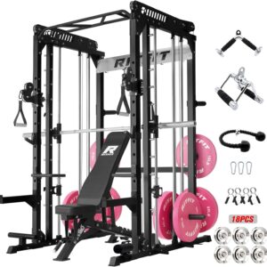 71zPUgRPL._AC_SL1500_.jpg RitFit M1 Pro Smith Machine with Cable Crossover System, Multi-Function Squat Rack Power Cage for Home Gym, Power Rack and Packages