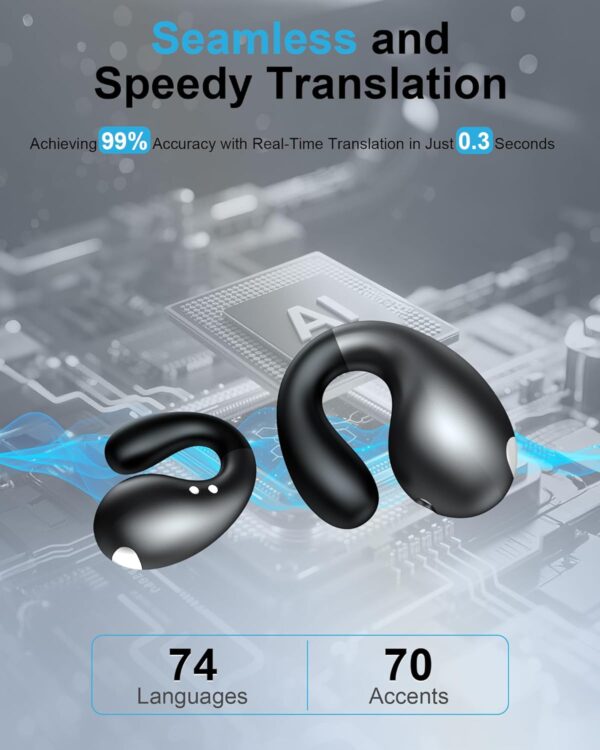 71zaNnxeZmL._AC_SL1500_.jpg AI Translation Earbuds Real Time - 144 Languages & Accents Audifonos Traductores Inglés Español, 3 in 1 Wireless Language Device Translator Earbuds for Business Learning Travel,Classic Black