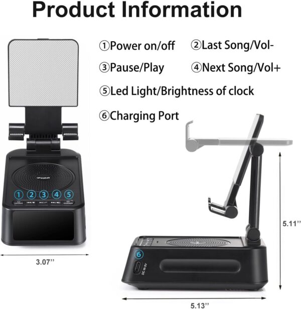 71zhUS0kzPL._AC_SL1500_.jpg Gifts for Men Women, Phone Stand with Bluetooth Speaker&Clock, Birthday Gifts for Him, Phone Holder with Wireless Speaker, Ideal for Dad Mom Husband Boy, Cool Tech Gadget for Men