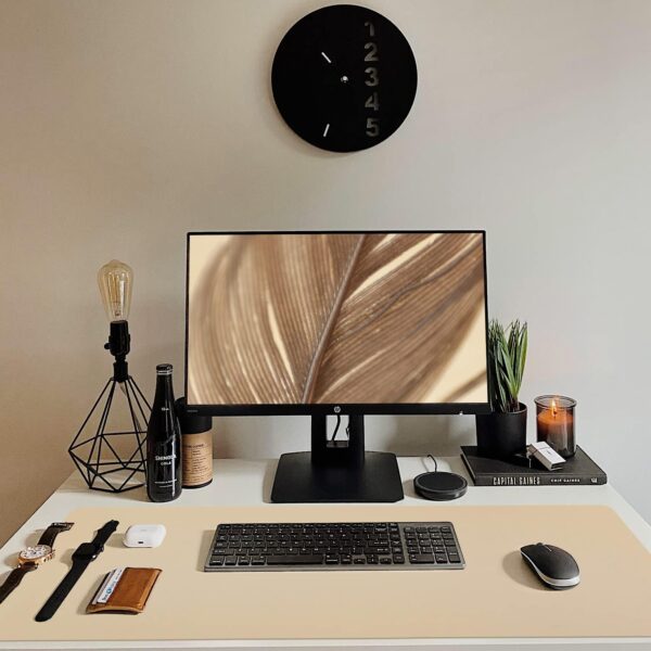71ziWKJBYL._AC_SL1500_.jpg Leather Desk Pad, Mouse Pad, Non-Slip Desk Protector Mat, Leather Desk Blotter, Computer Desk Pad, Waterproof Desk Mat for Office Home Decor - Beige (31.5×15.7 Inches)