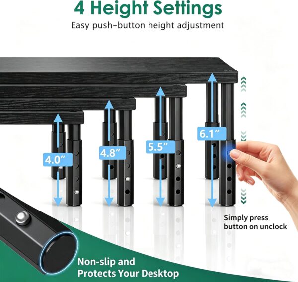 811hWQj6UL._AC_SL1500_.jpg OPNICE Desk Organizers and Accessories, Adjustable Computer Monitor Stand Riser, Laptop Stand for Desk, Office Desk Accessories & Workspace Organizers for Home Office, Black Wood