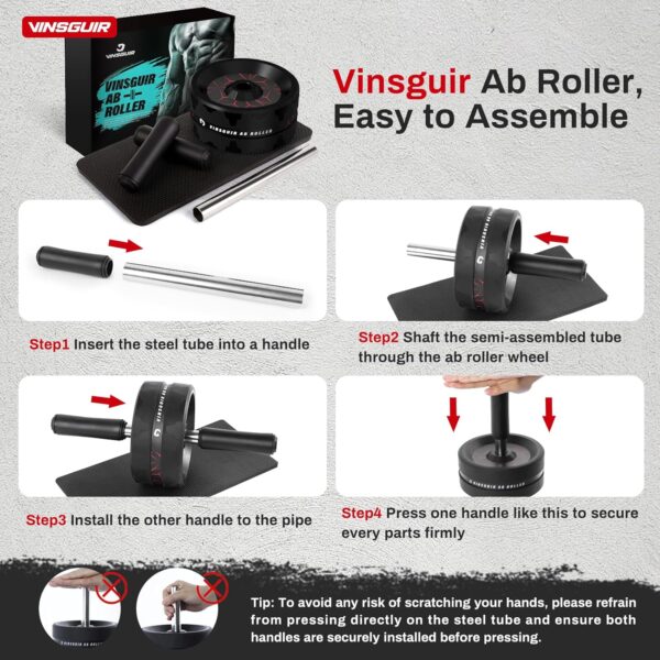 81-Jo3jtqdL._AC_SL1500_.jpg VINSGUIR Ab Roller Wheel, Abs & Core Workout Equipment for Home Gym with Knee Pad Accessories, Abdominal Wheel for Full-body Strength Training