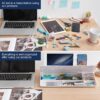 TSJ OFFICE Small Desktop Whiteboard -Glass Dry Erase Board Computer Keyboard Stand White Board Surface Pad with Drawer, Desk Organizers with Accessories for Office, Home, School Supplies - White