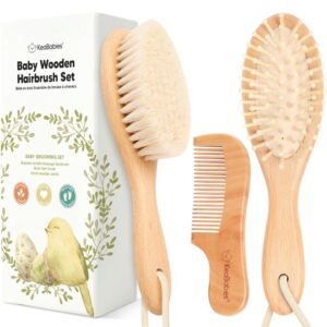 810RuoUpLuL._SL1500_.jpg Baby Hair Brush Set for Newborns - Soft Goat Bristle Wooden Baby Brush and Comb Set Newborn Grooming Kit for Cradle Cap, Durable & Gentle, Boy, Girl Infant Essentials Care Kit (Regular, Walnut)