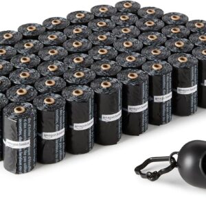 810dO54ZD6L._AC_SL1500_.jpg Amazon Basics Dog Poop Leak Proof Bags with Dispenser and Leash Clip, Unscented, 13" x 9", 900 Count (60 Rolls)