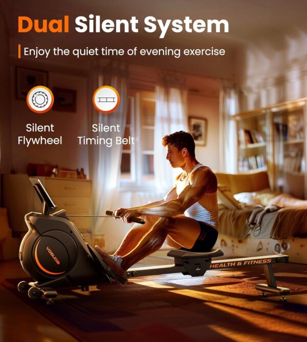 YOSUDA Magnetic Rowing Machine for Home - Rower Machine Use with Bluetooth, App Supported, Rowing Machine for Beginners to Athletes, Comfortable Seat Cushion