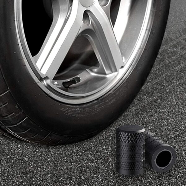 811Km08WyeS._AC_SL1500_.jpg CKAuto Tire Valve Stem Caps, Black, 4 pcs/Pack, Anodized Aluminum Tire Valve Cap Set, Corrosion Resistant, Universal Stem Covers for Cars Trucks Motorcycles SUVs and Bikes