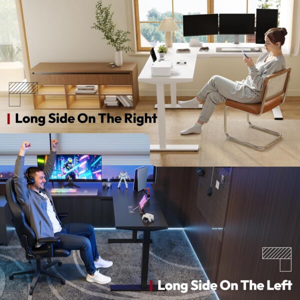 SANODESK L Shaped Standing Desk Adjustable Height, Electric Corner Standing Desk, 71 x 63 inch Sit Stand Computer Table with Splice Board, Black
