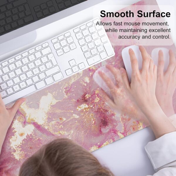 8120jgc34HL._AC_SL1500_.jpg QIYI Large Mouse Pad, Cute Pink Desk Mat for Desktop, Women Girls PU Leather Desk Pad Waterproof Gaming Mousepad, Rose Gold Marble Computer Protector Writing Pad for School Office Home 31.5" x 15.7"