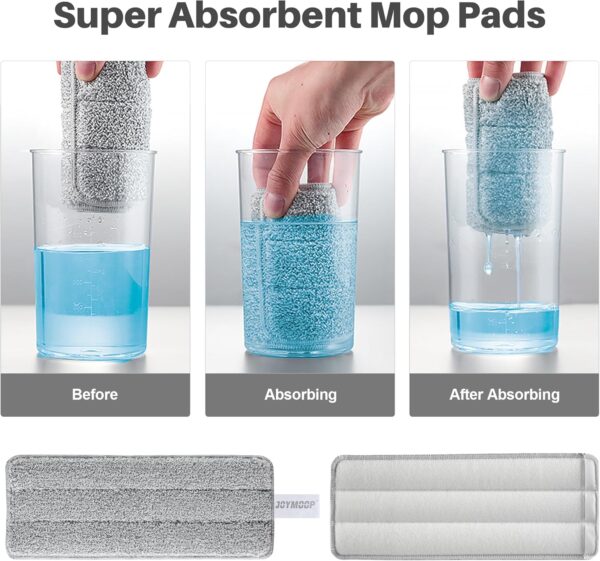 JOYMOOP Mop and Bucket Set, Hands-Free Flat Floor Mop with 3 Washable Microfiber Pads, Wet and Dry Use, Ideal for Home and Commercial Floor Cleaning