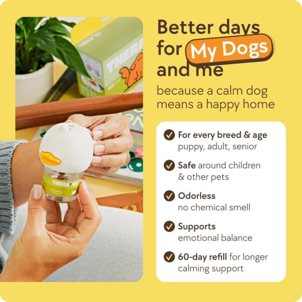 813jhkudaIL._AC_SL1500_.jpg TheraPet MD 60-Day Dog Calming Diffuser Kit - Dog Pheromone Diffuser for Stress, Destructive Behavior, Pee Accidents, Separation Anxiety, Barking, Aggression & Chewing - 60-Day Refills Included