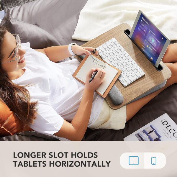 HUANUO Laptop Lap Desk - Portable Lap Desk with Pillow Cushion, Fits up to 15.6 inch Laptop, with Anti-Slip Strip & Storage Function for Home Office Students Use as Computer Laptop Stand, Book Tablet