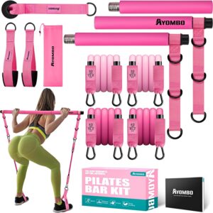 813sEL15XeL._AC_SL1500_.jpg Ayombo Pilates Bar Kit with Resistance Bands, Pilates Workout Equipment for Legs, Hip, Waist, Arm, Squats Exercise Equipment for Home Workouts, Adjustable 3-Section Pilates Bar Kit for Women & Men