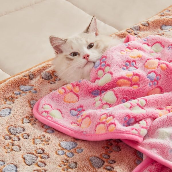 815v1h3d1CL._AC_SL1500_.jpg Luciphia 1 Pack 3 Blankets Super Soft Fluffy Premium Fleece Pet Blanket Flannel Throw for Dog Puppy Cat Paw Brown/Pink/White Small(23x16 inch)