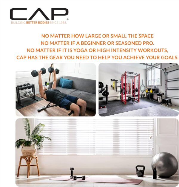 816-QQcYUKL._AC_SL1500_.jpg CAP Barbell Rubber Coated Hex Dumbbell Set with Storage Rack | 100–210 lb Options, Space-Saving Vertical Compact Storage for Home Gym Strength Training