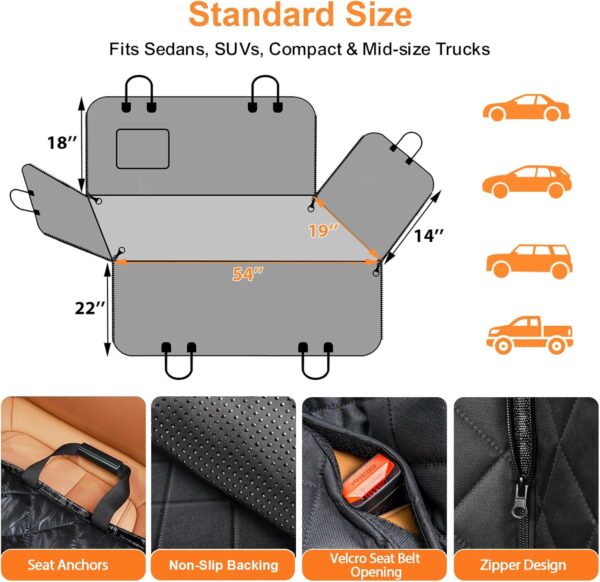 8165eklt2VL._AC_SL1500_.jpg URPOWER Dog Car Seat Cover for Pets 100% Waterproof Seat Cover Hammock 600D Heavy Duty Scratch Proof Nonslip Durable Soft Back Seat Covers for Cars and SUVs