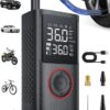 817l44q8OlL._AC_SL1500_.jpg Powools Tire Inflator Portable Air Compressor, 150 PSI Cordless Bike Pump, Air Pump for Auto, Motorcycle, Bicycle, Balls with Pressure Gauge, LED Light & Car Accessories, Black, Standard Capacity