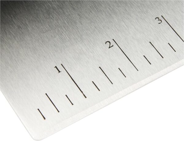 Amazon Basics Multi-Purpose Bench Scraper, Stainless Steel Dough Cutter with Measurement Marks, Dishwasher Safe, Non-slip Contoured Grip, 6", Black, Silver