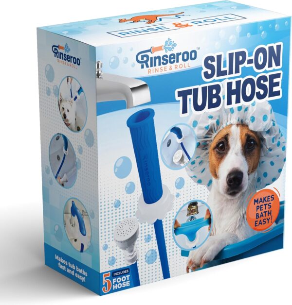 817qIG2ZX8L._AC_SL1500_.jpg Rinseroo Slip-On Bathtub Faucet Sprayer Attachment. Ultra-Flex Dog Shower Hose Adapter Portable Hose Attachment with Sprayer Pet Showerhead Attach Tub Spout 5 Foot Hose. No Install for Speedy Washing
