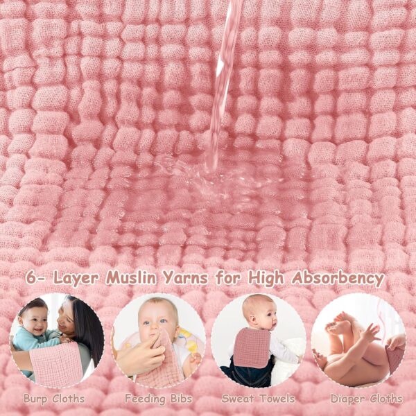 817syJ7Y7OL._SL1500_.jpg Looxii Muslin Burp Cloths Baby Girl 6 Pack - 20" x 10" - Ultra Soft & Absorbent, 6-Layer 100% Cotton for Spit Up & Drool- Gentle Baby Burping Cloth, Newborn Essentials Shower Gift Girl, Gradient Pink