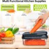 Yusshn Vegetable Chopper,12-in-1 Multifunctional Food Chopper,Professional Onion Chopper with 7 Blades,Vegetable Cutter with Container for Salad,Potato,Carrot,and Garlic; Essential Kitchen Tool(Grey)