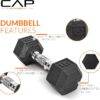 8186MhsfFGL._AC_SL1500_.jpg CAP Barbell Rubber Coated Hex Dumbbell Set with Storage Rack | 100–210 lb Options, Space-Saving Vertical Compact Storage for Home Gym Strength Training