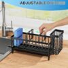Cisily Sponge Holder for Kitchen Sink, Sink Caddy Organizer with High Brush Holder, Kitchen Countertop Organizers and Storage Essentials, Rustproof 304 Stainless Steel (Black, 9.25″)