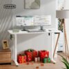 818ZyixI2L._AC_SL1500_.jpg Veken 55 Inch Large Electric Standing Desk,Sit to Stand Up, Heights Adjustable, Work Home Office Computer Table for Study, Walking Pad, Writing, and Games, Wooden Desktop Desks, White