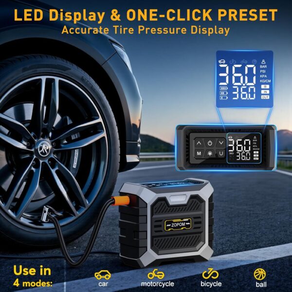 81B6zXwOIYL._AC_SL1500_.jpg ZOPOM Tire Inflator Portable Air Compressor DC 12V Air Compressor Portable with Digital Pressure Gauge Air Pump for Car Tires - Car Accessories Bike, Motor
