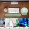 81BLjpgqDtL._AC_SL1500_.jpg MOSISO Wrist Rest Support for Mouse Pad&Keyboard Set, Circle Curved Ergonomic Mousepad&Coaster Non-Slip Base Home/Office Pain Relief&Easy Typing Pad with Soft Cloth&Silicone Lining, Antique Green