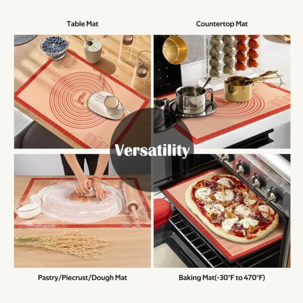 81CsqCyRsAL._AC_SL1500_.jpg Non-slip Silicone Pastry Mat Extra Large with Measurements 28''By 20'' for Silicone Baking Mat, Counter, Dough Rolling, Oven Liner,Fondant/Pie Crust By Folksy Super Kitchen Red
