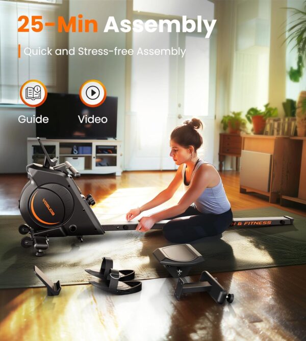 YOSUDA Magnetic Rowing Machine for Home - Rower Machine Use with Bluetooth, App Supported, Rowing Machine for Beginners to Athletes, Comfortable Seat Cushion
