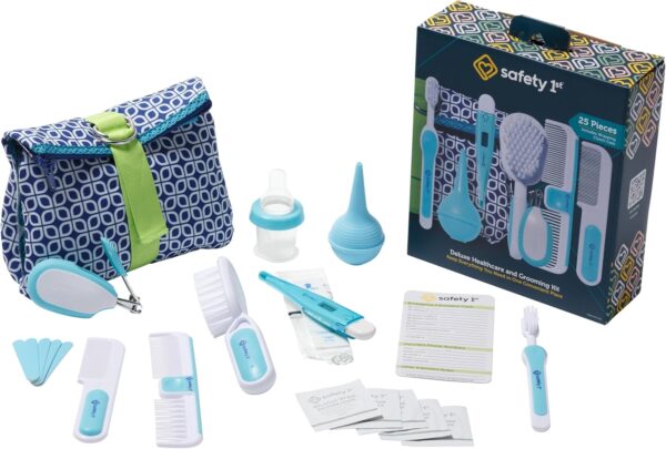 81DWcddfyaL._AC_SL1500_.jpg Safety 1st Deluxe Baby Healthcare and Grooming Kit, Arctic Blue, Newborn Baby Essentials, One Size, 25 Pieces