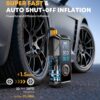 Tire Inflator Portable Air Compressor, Cordless & 12V DC Air Inflator for Car Bikes MotorcycleTires Balls with Auto Shut-Off, Digital Pressure Gauge, Compact Emergency Pump