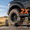 81Gh08yyD8L._AC_SL1500_.jpg OlarHike Tire Inflator Portable Air Compressor, 150PSI Dual Power - 6000mAh & 12V DC, Cordless Air Pump for Car Tires, Bikes, Motorcycle, Balls with LED & Digital Pressure Gauge, Gift for Mom