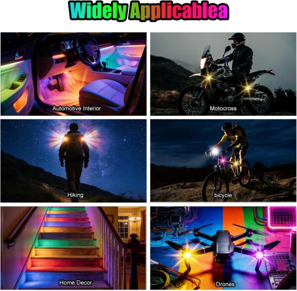 Wireless LED Lights for Car, Wireless Rock Lights with 8 Colors 10 Modes,Led Strobe Warning Light, Motorcycles, Boats, Camping, Bikes, Drones，Design in USA (4pcs Black)