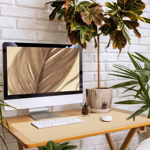 81I0-EifRsL._AC_SL1500_.jpg Leather Desk Pad, Mouse Pad, Non-Slip Desk Protector Mat, Leather Desk Blotter, Computer Desk Pad, Waterproof Desk Mat for Office Home Decor - Beige (31.5×15.7 Inches)