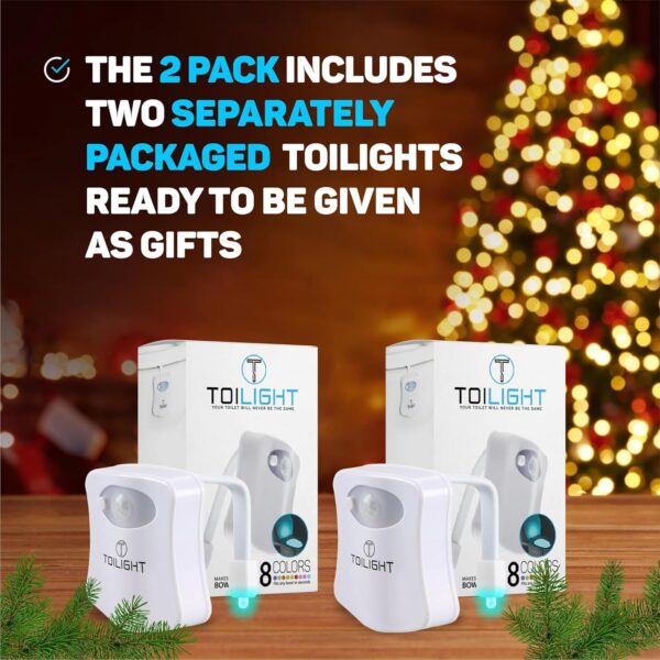 ToiLight 2 Pack. The Original Toilet Bowl Night Light. Fun & Useful Bathroom Motion Sensor Tech Gadget. Funny Novelty Birthday Gift Idea. Stocking Stuffer for Him Her Guys Men Brother Mom