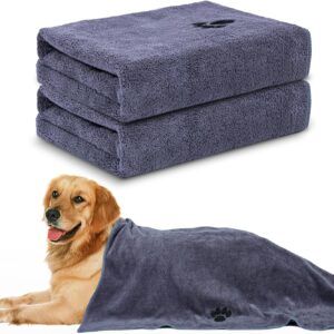 81OpcgH4CcL._AC_SL1500_.jpg WOUSEDO Microfiber Dog Towels for Drying Dogs,40'' X 23.6'', Super Absorbent and Soft Pet Grooming Towel, Perfect Shower & Bath Supplies for Dogs(2-Pack Grey)