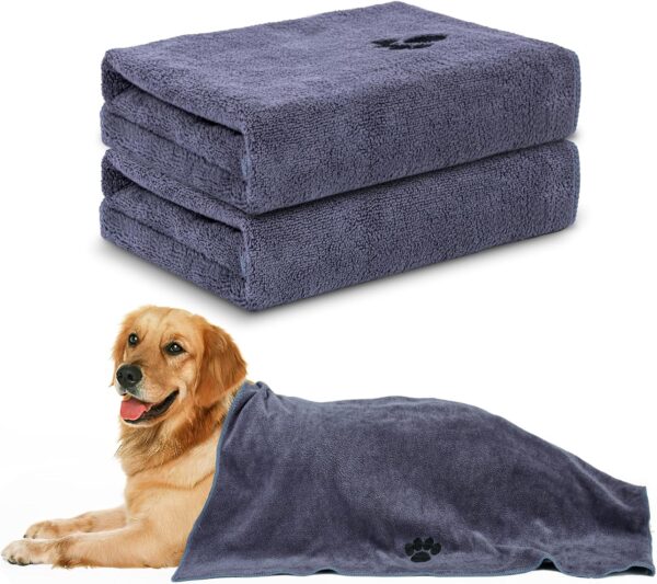 81OpcgH4CcL._AC_SL1500_.jpg WOUSEDO Microfiber Dog Towels for Drying Dogs,40'' X 23.6'', Super Absorbent and Soft Pet Grooming Towel, Perfect Shower & Bath Supplies for Dogs(2-Pack Grey)
