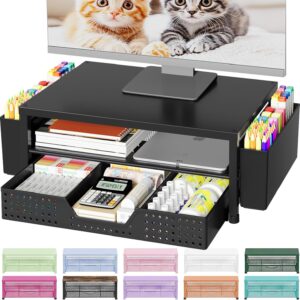 81PN0X6oYZL._AC_SL1500_.jpg OPNICE Desk Organizers and Accessories, Computer Monitor Stand Riser with Drawer and 2 Pen Holders, Printer & Laptop Stand, Office Desk Accessories & Workspace Organizers for Home Office Supplies, Black