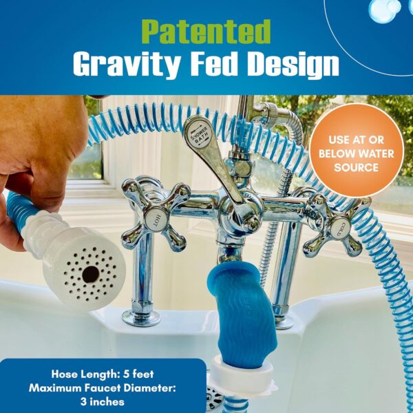 81QQ8XAvMeL._AC_SL1500_.jpg Rinseroo Slip-On Bathtub Faucet Sprayer Attachment. Ultra-Flex Dog Shower Hose Adapter Portable Hose Attachment with Sprayer Pet Showerhead Attach Tub Spout 5 Foot Hose. No Install for Speedy Washing