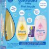 Johnson's First Touch Baby Essentials Gift Set with Body Wash & Shampoo, Body Lotion, & Zinc Oxide Diaper Rash Cream for Baby's Delicate Skin, Hypoallergenic, No Parabens or Dyes, 3 Items
