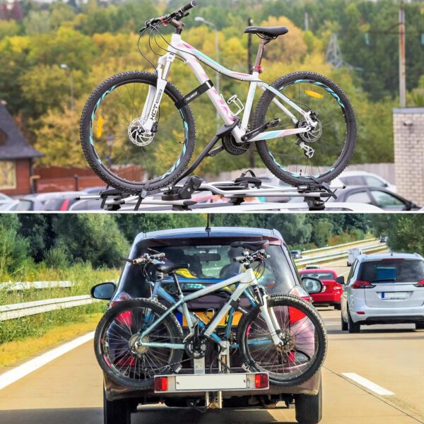 81QtYaNF3wL._AC_SL1500_.jpg Bike Rack Straps, 4-Pack Trilancer Adjustable Bike Wheel Stabilizer Strap with Hook and Loop for Car and Wall Mount, for Transportation and Storage (26'' x 1.5'')