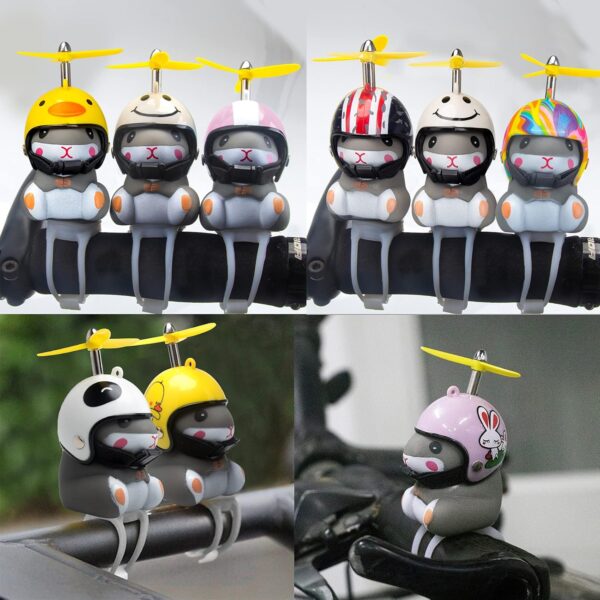 wonuu Duck Bike Bell with Light and Helmet Cute Hamster Bicycle Horn, Dashboard Decoration Hamster Motorcycle Bike Bells Rubber Duck Car Dashboard Decorations (Rainbow-Hamster)