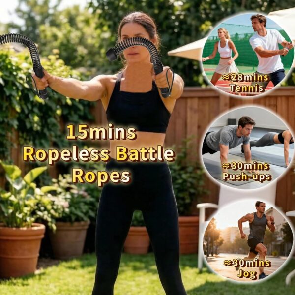 81SZmRoBqRL._AC_SL1500_.jpg Ropeless Battle Ropes for Home Gym-Portable Cordless Training Rope Fitness Equipment for Men & Women,Weighted Workout Ropes for HIIT,Versatile Exercise Equipment for Home and Travel(Black)