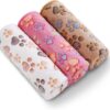 81SfCC28DfL._AC_SL1500_.jpg Luciphia 1 Pack 3 Blankets Super Soft Fluffy Premium Fleece Pet Blanket Flannel Throw for Dog Puppy Cat Paw Brown/Pink/White Small(23x16 inch)