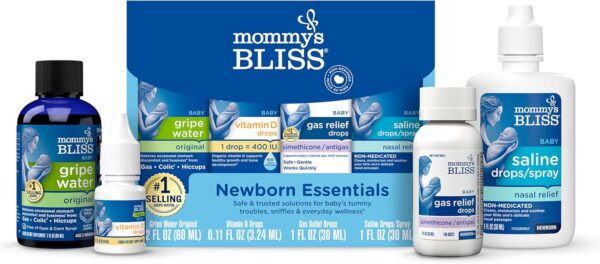 81UmnFI64-L._AC_SL1500_.jpg Mommy's Bliss 4-Piece Newborn and Baby Essentials Kit - With Gripe Water, Gas Relief Drops, Vitamin D 400IU, and Saline Drops/Spray - The Perfect Baby Gift.