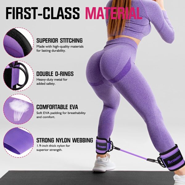 81UrfR3YH0L._AC_SL1500_.jpg Ayombo Ankle Resistance Bands with Cuffs, Home Gym Workout Equipment, Lifting Glute Butt Exercise Equipment for Women, Ankle Weights Fitness Set, Leg Booty Equipment for Training Perfect Body Shape