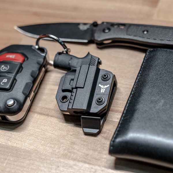 Blade-Tech Mini Pistol Shaped Keychain with Holster and Belt Clip Holsters